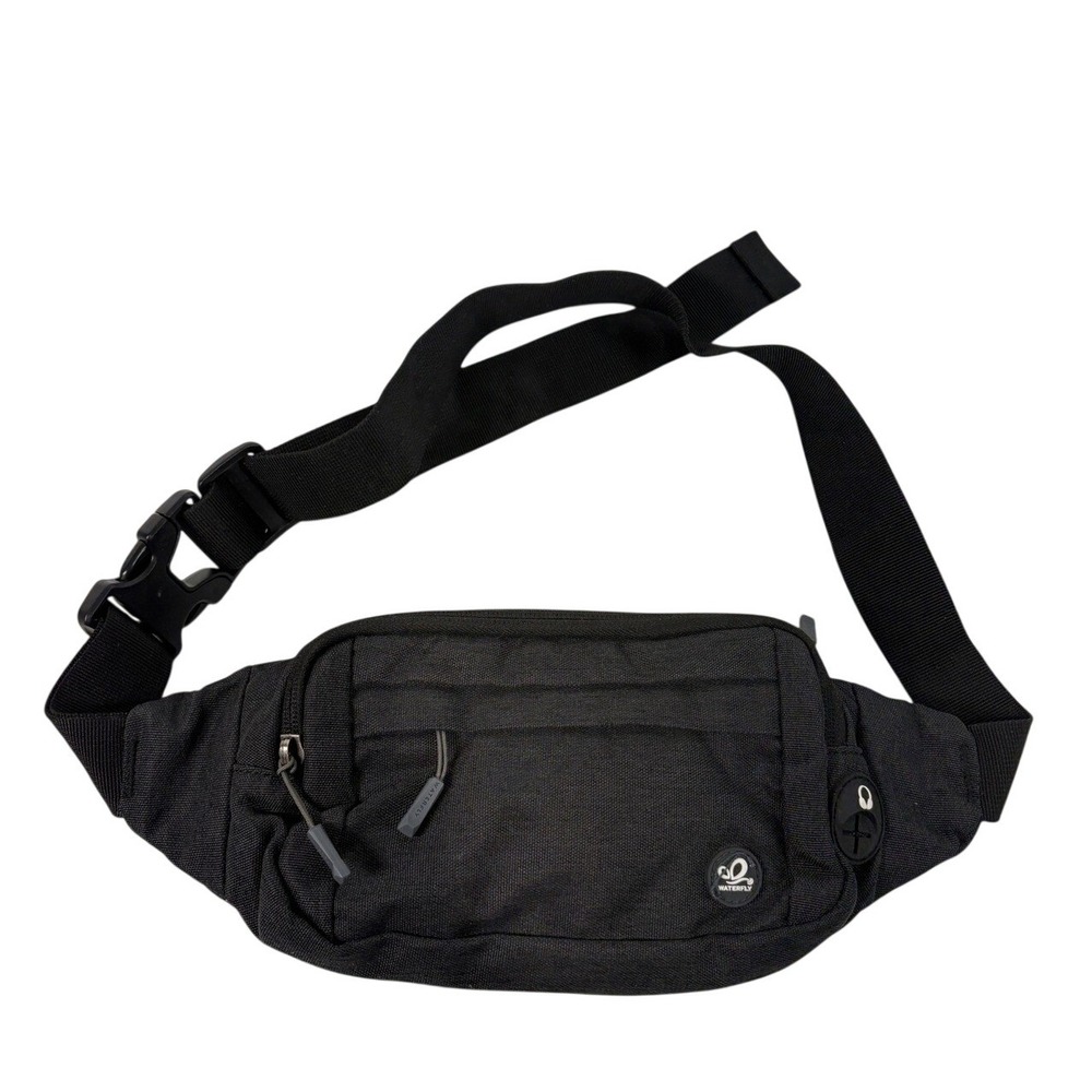 Waterfly Black Fanny Pack Waist‎ Bag Hiking Travel Belt Bag with Headphone Port